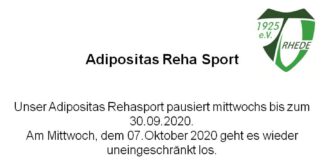Adipositas Rehasport macht mittwochs Pause