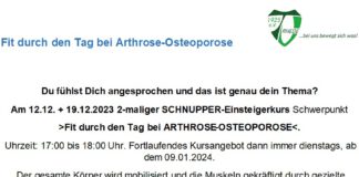 Neu im Kursplan Fit durch den Tag bei Arthrose – Osteoporose