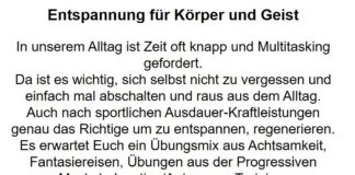 Entspannungskurs – raus aus dem Alltag