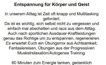 Entspannungskurs – raus aus dem Alltag