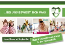 In der Fitnesshalle gibt es so viel NEUES zu entdecken. Auch wenn derzeit Sommerferien sind – meldet Euch am besten direkt schon zu Euren Lieblingskursen im September an. Kontaktdaten stehen direkt dabei – wir freuen uns auf Euch!
