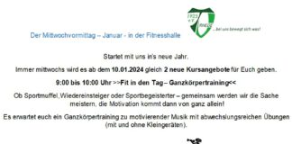 Der richtige Zeitpunkt ist JETZT Neu im Januar 2024 in der Fitnesshalle