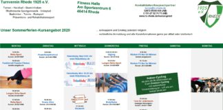 Sommerferien Kursplan der Fitnesshalle