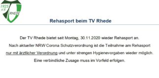 Rehasport beim TV Rhede wieder gestartet
